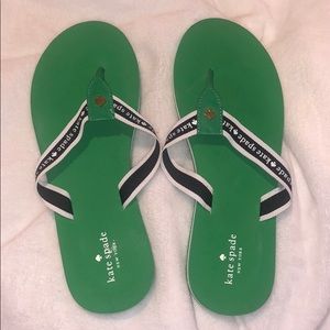 Kate space deep green flip flops